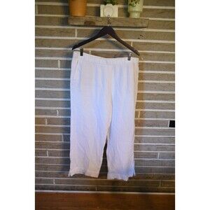 J Jill Cotton Gauze Gauzy wide Leg Cropped Pants WHITE L Large